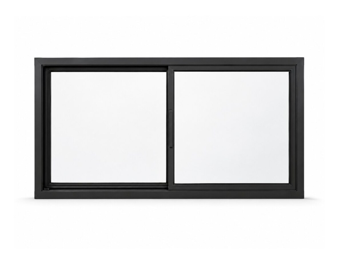 Two-panel black aluminum slider